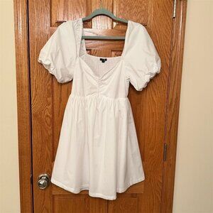 Paper Moon Women's White Puff Sleeve Sweetheart Mini Dress Size S